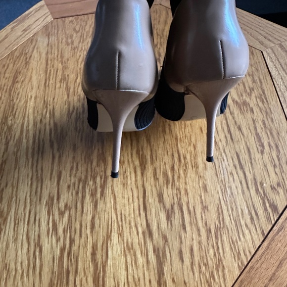 *ZARA* Black x Tan Calf-High Boot Heels Size 38 (7.5 US) - Picture 7 of 10